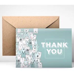 MDMprint Thank You Cards (24pcs), Includes Blank Cards & Envelopes with Stickers